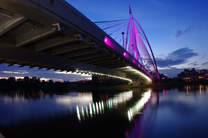 bridge, sunset, architecture