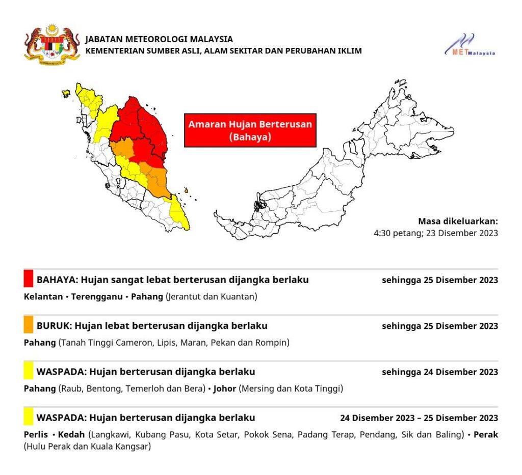 Amaran Hujan Lebat Tahap Bahaya Di Pantai Timur - Media Variasi